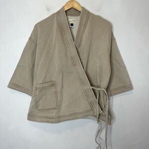 Universal Thread Kimono Wrap Top Jacket Womens XS / S Tan Beige Crossover Tie